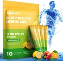 Zuckerfreie Elektrolyte Pulver mit natürlichen Aromen, 3X Schnelle Hydration Packets mit 10 Elektrolyten & Vitamine, Flüssiger Tag IV, Non-GMO, Glutenfrei, Keto, Vegan, 16 Sticks, Zitronen