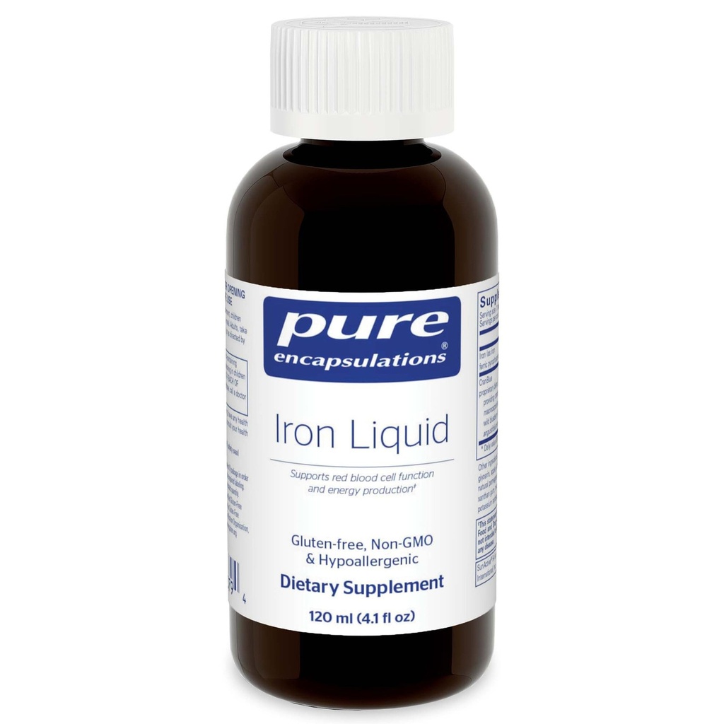 Encapsulations pures liquide de fer Le supplément hypoallergénique soutient l'hémoglobine et la fonction myoglobine 4,1 fl. oz.