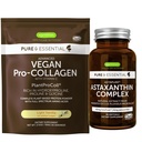 Poudre de protéines de collagène végétalien + astaxanthine complexe Bundle végétalien, formule de renforcement de collagène + naturel 4mg H. Pluvialis Astaxanthine pour cheveux, peau et ongles, par Igennus
