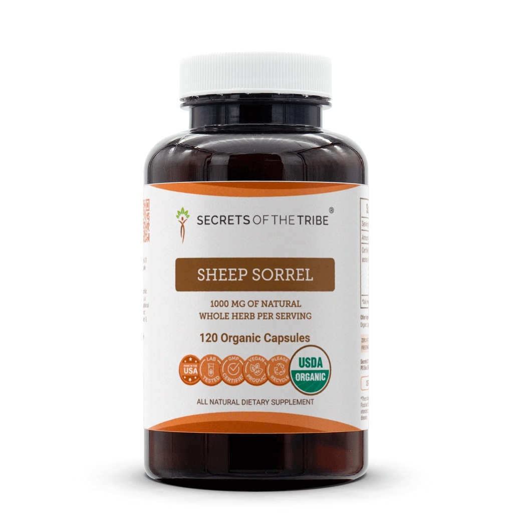 Secrets of the Tribe Sheep Sorrel 120 Capsules, Made with Vegetable Capsules and USDA Organic Rumex Acetosella Healthy Digestive Tract (120 Capsules)