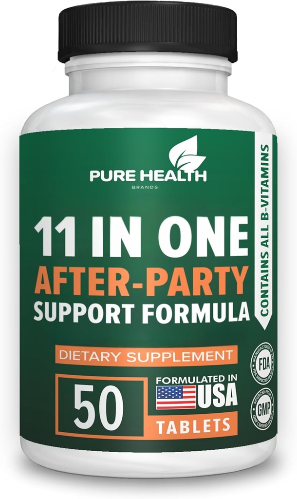 Fortgeschrittene 11-in-ONE nach Trinken Unterstützung Vitamin - Leberunterstützung, Immunsystem, schnelle Hydration - vor und nach Leberunterstützung Formulierung - für besseren Morgen | 50 Tabletten