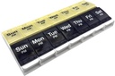 Bouton poussoir EZY DOSE (7 jours), planificateur de médicaments, organisateur de vitamines, 2 fois par jour, conteneur AM/PM, grands compartiments X, arthrite, facile à utiliser, lys clairs, bleu/jaune, sans BPA