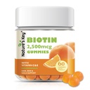 Nature's Key Biotin Gummis mit Vitamin C und E, unterstützen Haarnägel Wachstum & Schöne Haut für Frauen Männer und Kinder, Vegan, Orange Flavors 60 Count
