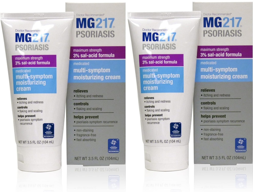 MG217 Medicierte Moisturizing Psoriasis Cream mit 3% Salicylsäure, Multi-Symptom, Fragrance Free, 3.5 Fl Oz, (5604) (Pack von 2)