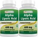 Best Naturals Alpha Lipsäure 600 mg 60 Kapseln - ALA Leistungsstarkes Antioxidans (60 Count (Pack von 2))