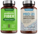 Vitamin Bounty Pro-25 Probiotics und Prebiotic Fiber Bundle - Dietary Fiber, 13 Probiotic Strains, Gut Health, Digestive Health, Delayed Release - Bundle