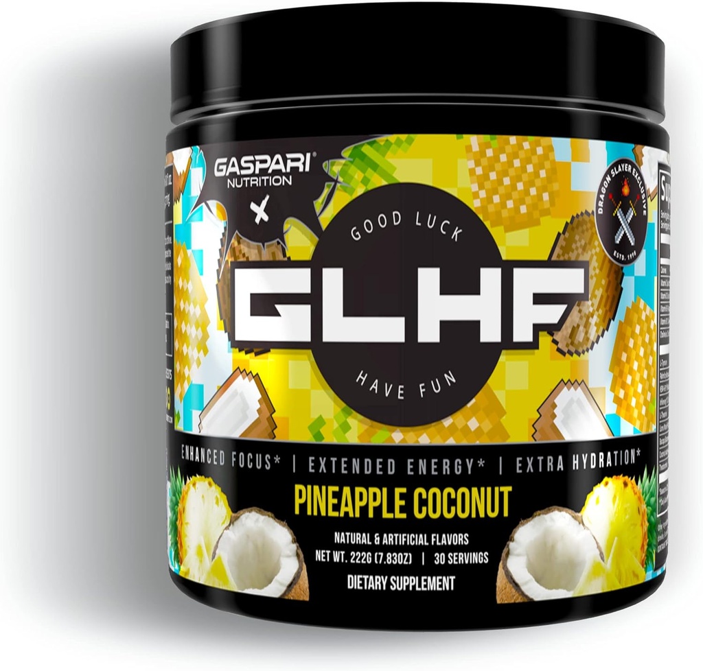 Gaspari Nutrition x GLHF Gaming Energy, Enhanced Focus, Extra Energy, Verbesserte Hydration (30 Portionen) (Pineapple Coconut)