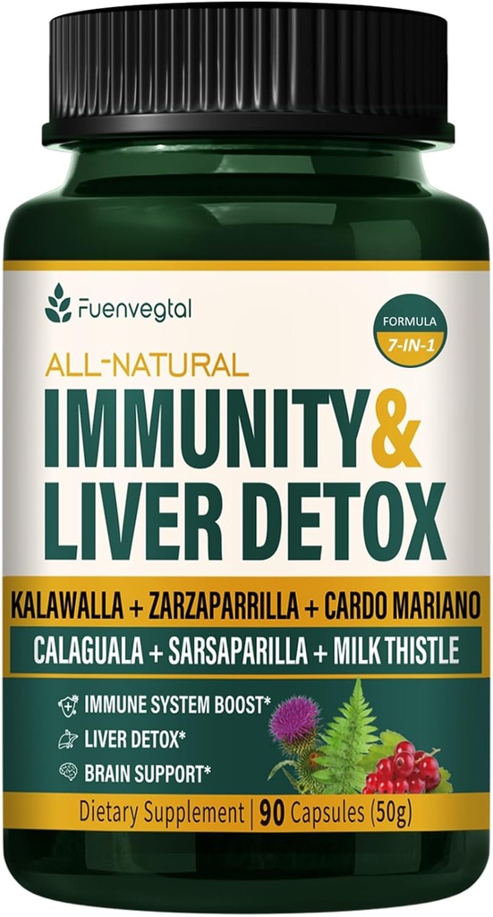 Jamaikanische Sarsaparilla Root Immunität & Liver Detox Cleanse Kapseln, Hautgesundheit & Immununterstützung Ergänzung mit Kalawalla Milchdistel. Zarzaparrilla y Cardo Mariano para el Higado Graso. 90 Caps