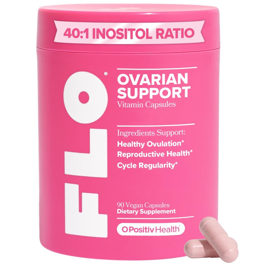 O Positiv FLO Ovarian Health Support - Hormone Balance for Women, Supplement with DIM, Myo & D-Chiro Inositol, Folic Acid - Supports Healthy Ovulation, Cycle Regularity - 30 Servings