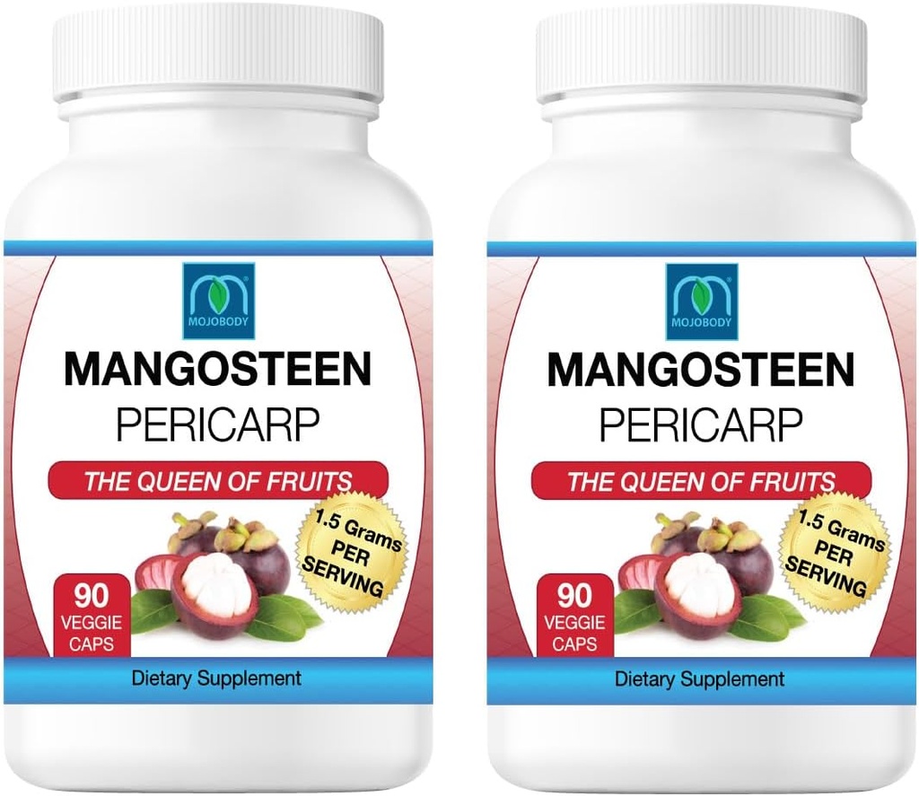 Freeze Dried Mangosteen Pericarp Capsules 2PK, 1,5 Gramm pro Servierung, 90 Veggie Kapseln pro Flasche, Xanthone Rich