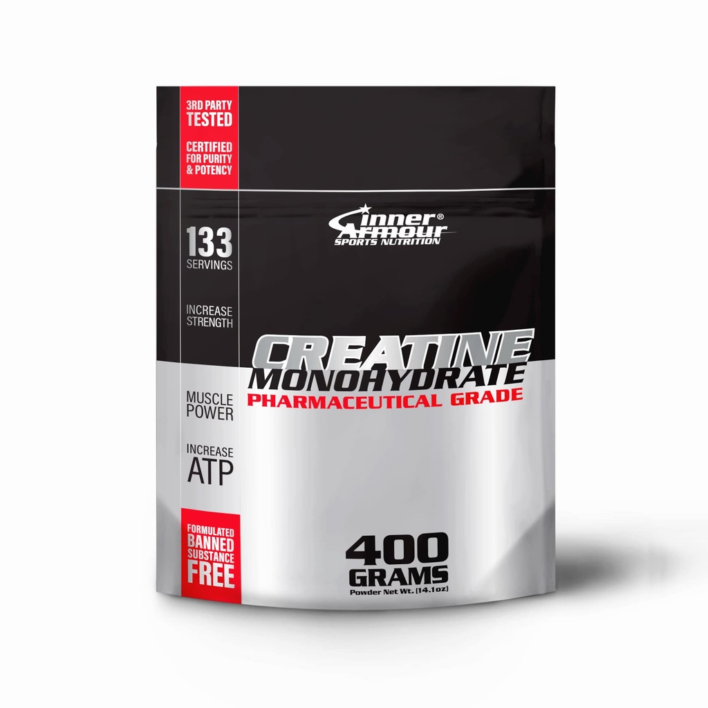 Poudre monohydratée micronisée de créatine - Augmenter la force musculaire et l'endurance - Dissolution rapide, sans saveur, supplément de fitness végétalien, Keto Friendly - 400 gr ou 133 portions