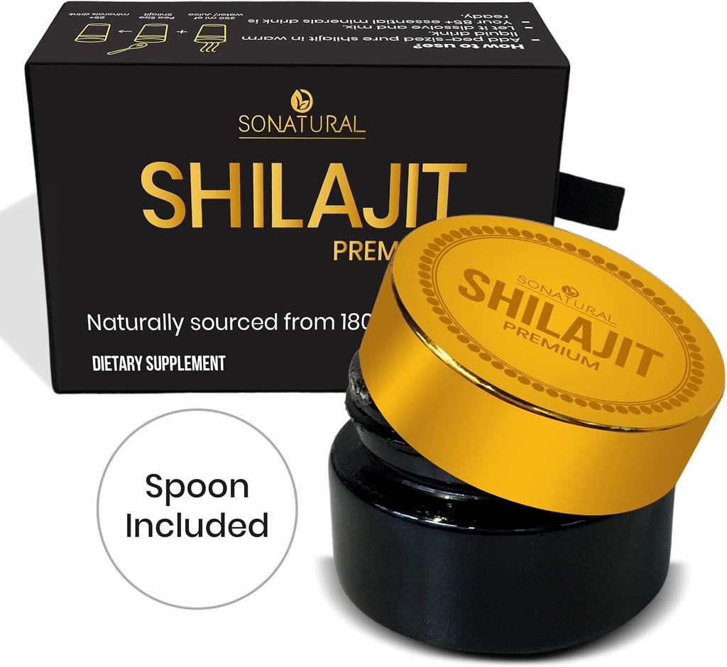 SONATURAL Shilajit Pure Himalayan Organic - 30g Résine 100% Shilajit Pure avec Acid Fulvic & 85+ Complexe Trace Minerals pour le support énergétique et immunitaire, (2 mois d'approvisionnement)