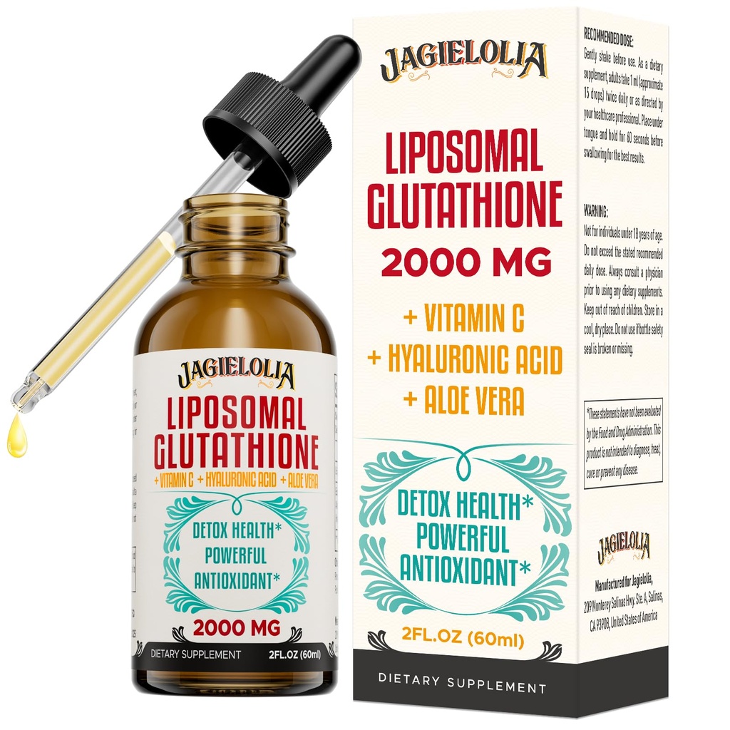 Liposomale Glutathione Liquid 2000MG – Antioxidante Detox-Ergänzung für Damen und Herren, Aging Defense, Liver Function & Energy, mit Hyaluronsäure + Aloe Vera + Vitamin C, Natural & Vegan, 2 FL.OZ