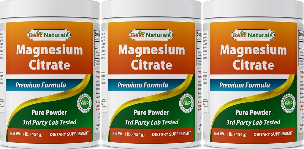Meilleurs Citrate de magnésium naturels 1 livre (1 LB (paquet de 3))