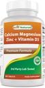 Best Naturals Calcium Magnesium Zink mit Vitamin D3, 300 Tabletten - Calcium 1000 mg, Magnesium 400 mg, Zink 25 mg & D3 600 IU pro Portion (3 Tabletten)