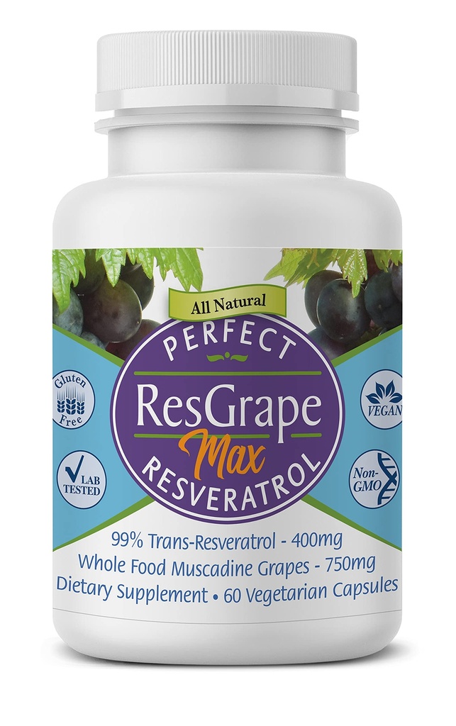 Perfekte Ergänzungen – Perfekte ResGrape Resveratrol MAX – 60 Kapseln – Trans-Resveratrol & Organic Muscadine Grapes – Promotes Anti-Aging