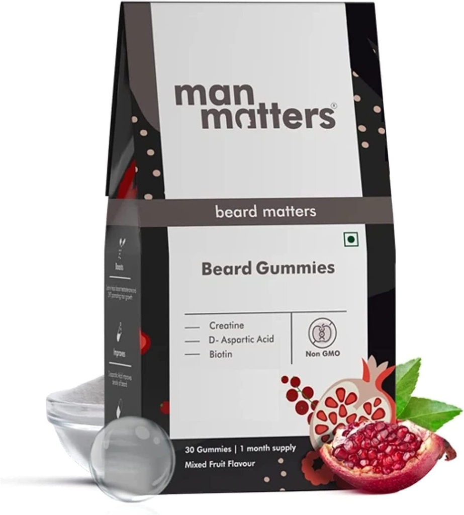 SENTA Man MaterS Bartgummis für Männer | 30 Tage Pack | Thicken Beard, Stimulate Bart Follicles & verbessert Bartdichte | Biotin, D-Asparaginsäure & Creatin | Gelatin-Free,100% Vegan