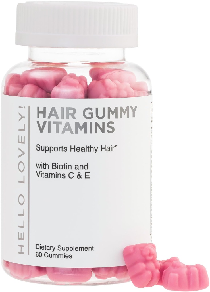 Haar Vitamine Gummi - Biotin 5000 mcg mit Vitamin E, C & Zink, Haarwachstum Vitamine für Frauen und Männer - Stärker, schönes Haar, Haut und Nägel Supplement, Non-GMO & Gluten-Free - 60 Gummy Bears