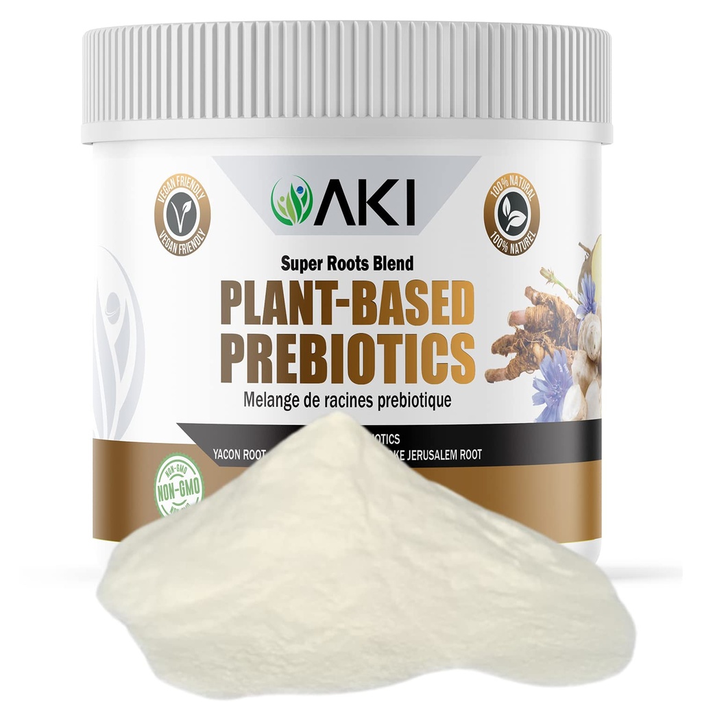 AKI Plant-Based Prebiotic Blend (6oz/170g) - Ideale Quelle von FOS & Inulin - Nourish Intestinal Flora & Immunität - Ideal für Protein Shakes, Juice, Smoothies - Keto Friendly, Vegan, Gluten & GMO Free