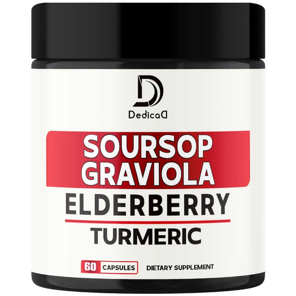11in1 Graviola Soursop Kapseln - Blended with Elderberry, Turmeric, Ginger, Milk Thistle, Cranberry & More - Support Positive Stimmung, Immunsystem & Body Management