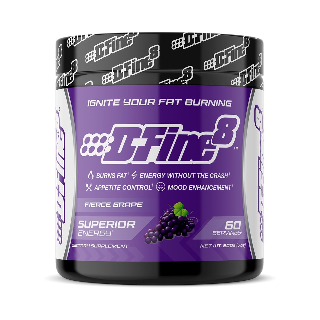 Thermogenic Pre-Workout Energy Powder & Shredding Supplement, Boost Energy Mood & Focus, Sugar Free, Enthält Senaktiv, Endurance, 300mg Koffein, N-Acetyl-L-Tyrosin (Fierce Grape)
