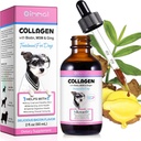 Kollagen für Hunde, flüssiges Kollagen für Hunde, Hundeflüssigkeit Collagen Drops, Kollagen mit Biotin, MSM & Ginger Behandlung für Hunde, Haut und Mantel Ergänzung für Hunde, Hunde Collagen 60ml