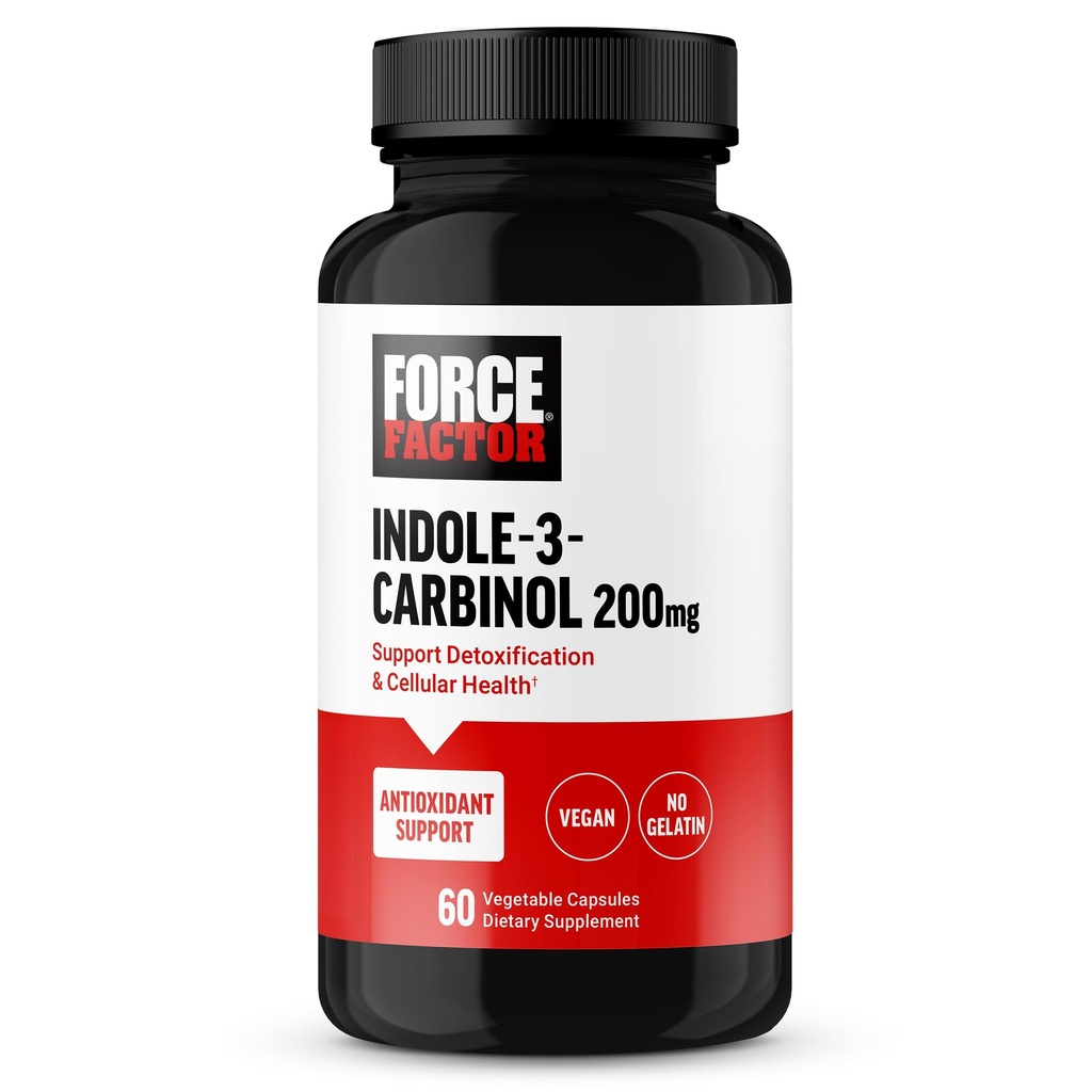FORCE FACTOR Indole 3 Carbinol 200mg Detox und Antioxidante Ergänzung, Detox für Männer und Frauen mit Antioxidantien, Klinisch untersucht Dose, Vegan, No Gelatin, 60 Kapseln