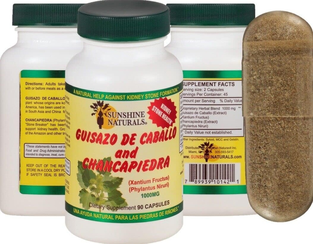 Pure CHANCAPIEDRA Sonnenschein Guisazo de Caballo und Chanca Piedra 90 Caps +POTENTE