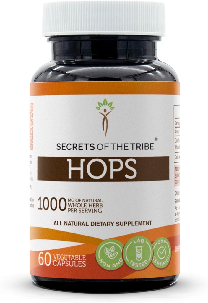 Geheimnisse der Tribe Hops 60 Kapseln, 1000 mg, Hopfen (Humulus Lupulus) Getrocknete Blume (60 Kapseln)