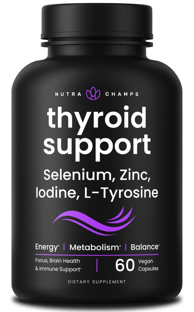 NutraChamps Schilddrüse Unterstützung & Adrenal Support Supplement 2-in-1 Formel mit Iodine & Ashwagandha für Energie, Stoffwechsel, Fokus, Adrenal Fatigue & Stress Relief, Cortisol Balance für Frauen & Männer