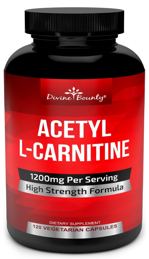 Divine Bounty Acetyl L-Carnitin Kapseln 1200mg pro Servieren - L Carnitine Supplement 120 Vegetarische Kapseln