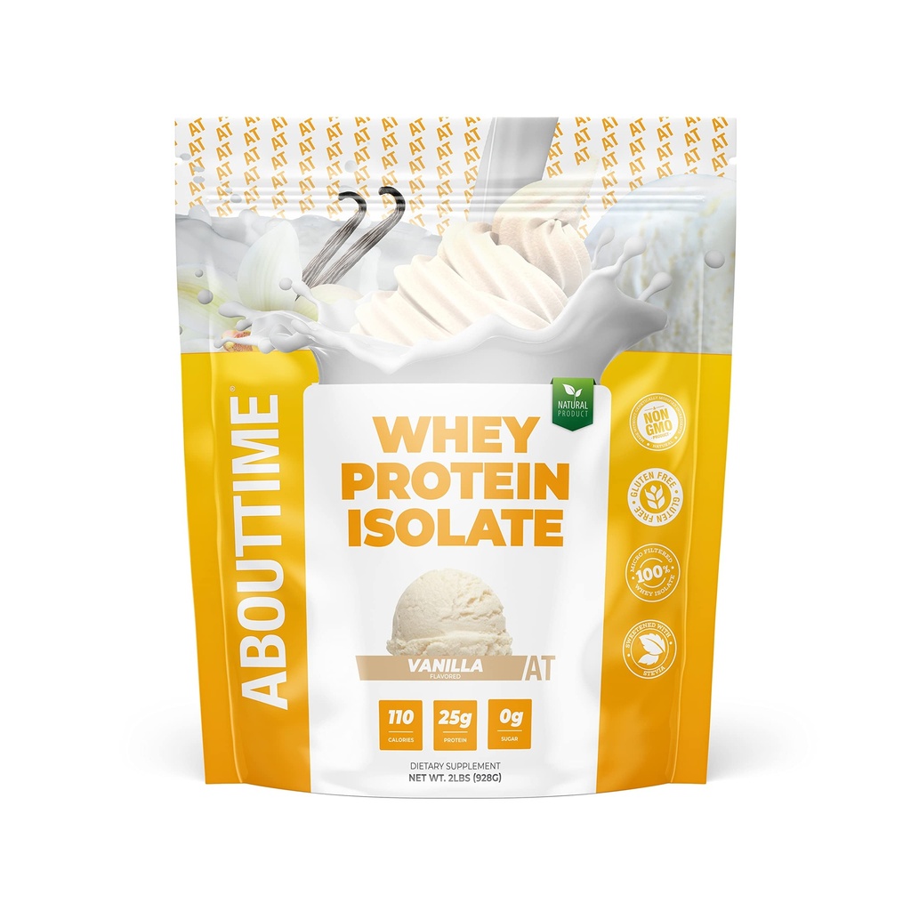 Über Zeit Whey Protein Isolate Pulver 25g Vanille, Natürliche Inhaltsstoffe, Non-GMO, Glutenfrei, Lactosefrei, Zero Sugar, Low Carb, 32 Servierungen
