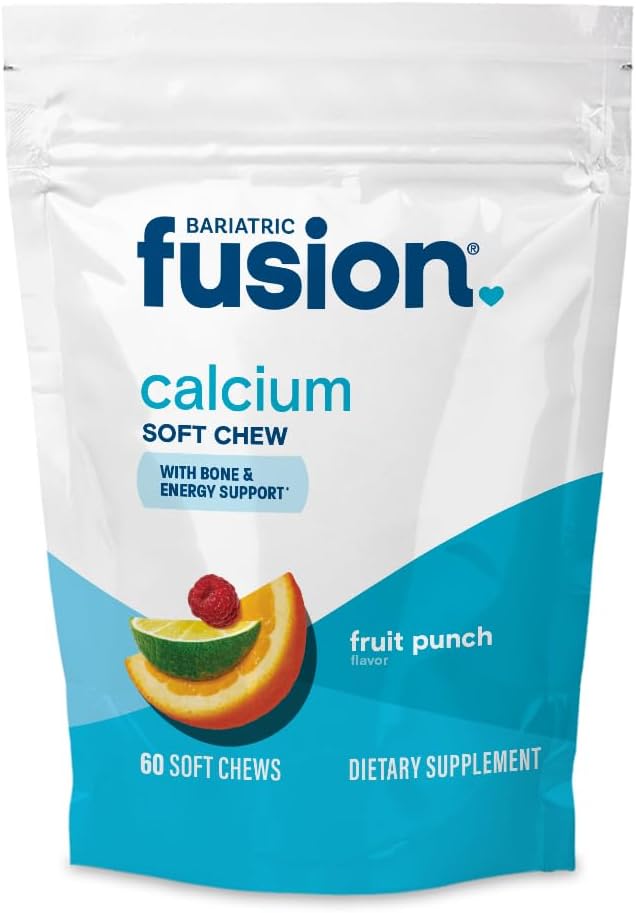 Bariatric Fusion Bariatric Kalzium Ergänzung Chews | Kalzium Citrat mit Vitamin D3 Bariatric Vitamin | Zucker Free Chewable |500mg | Fruit Punch | 60 Count