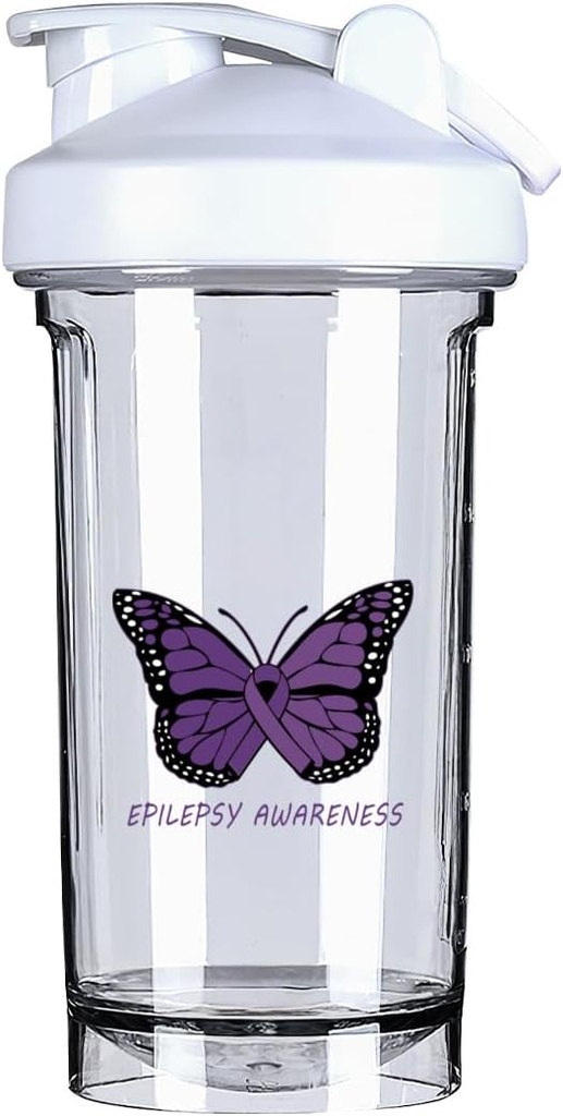 Epilepsy Awareness 18 Unnce Shaker Bottle Drink Mixer Leak-proof Pre Workout Protein Shakes Meal Replacement Shakes Bottles 500ML/18 Oz Weiß