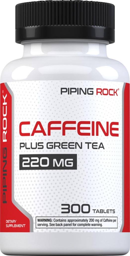 Piping Rock Koffein Pillen 220mg | 300 Tabletten | Ergänzung mit grünem Tee Extrakt | Vegetarisch, Non-GMO, Glutenfrei