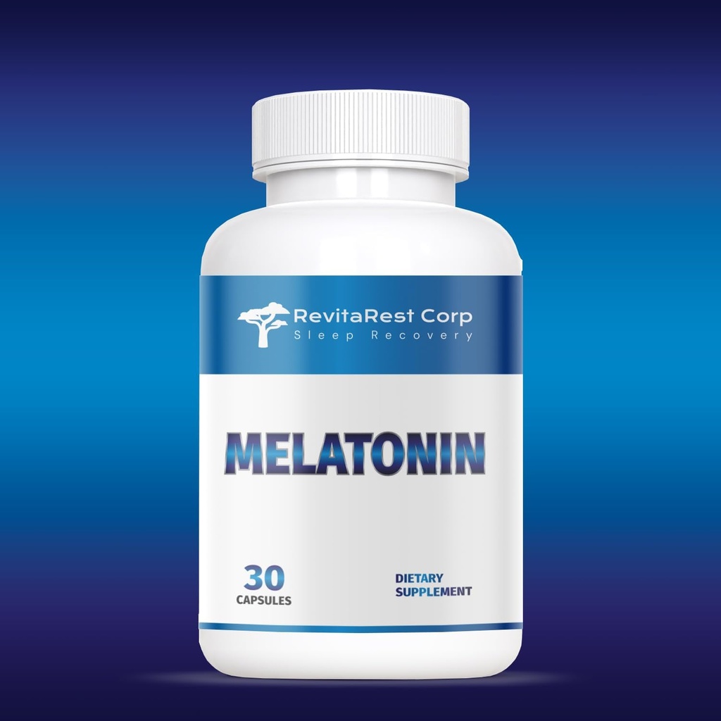 Generisches RevitaRest Corp. Melatonin Blue 10mg, 30 Kapseln.