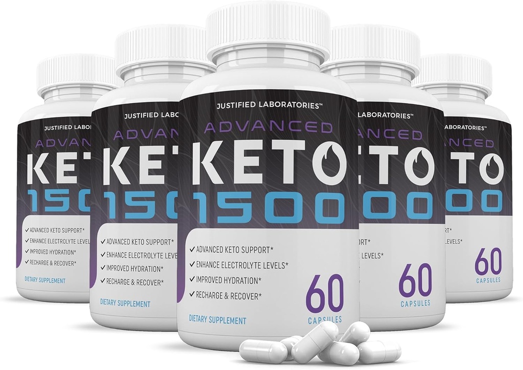 (5 Pack) Fortgeschrittene Keto 1500 Keto Pillen 1275MG Neu & Verbesserte Formel Enthält Apfelessig Extra Virgin Olivenöl Pulver Grüner Tee Blatt 300 Kapseln