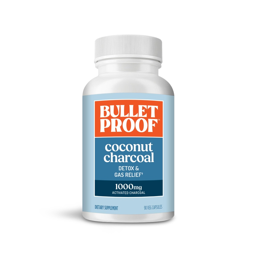 Balletproof Coconut Détox Charcoal et Gas Relief Capsules, 90 Compte, Source de 100% Coconut Shells, Charcoal activé pour le support de botte, Emballage Mai Varier