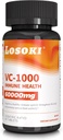 Losoki VC 1000 - Suppléments à haute teneur en vitamine C pour le soutien immunitaire et la protection antioxydante - Formule tamponnée avec poudre de HIPS Rose - 60 comprimés