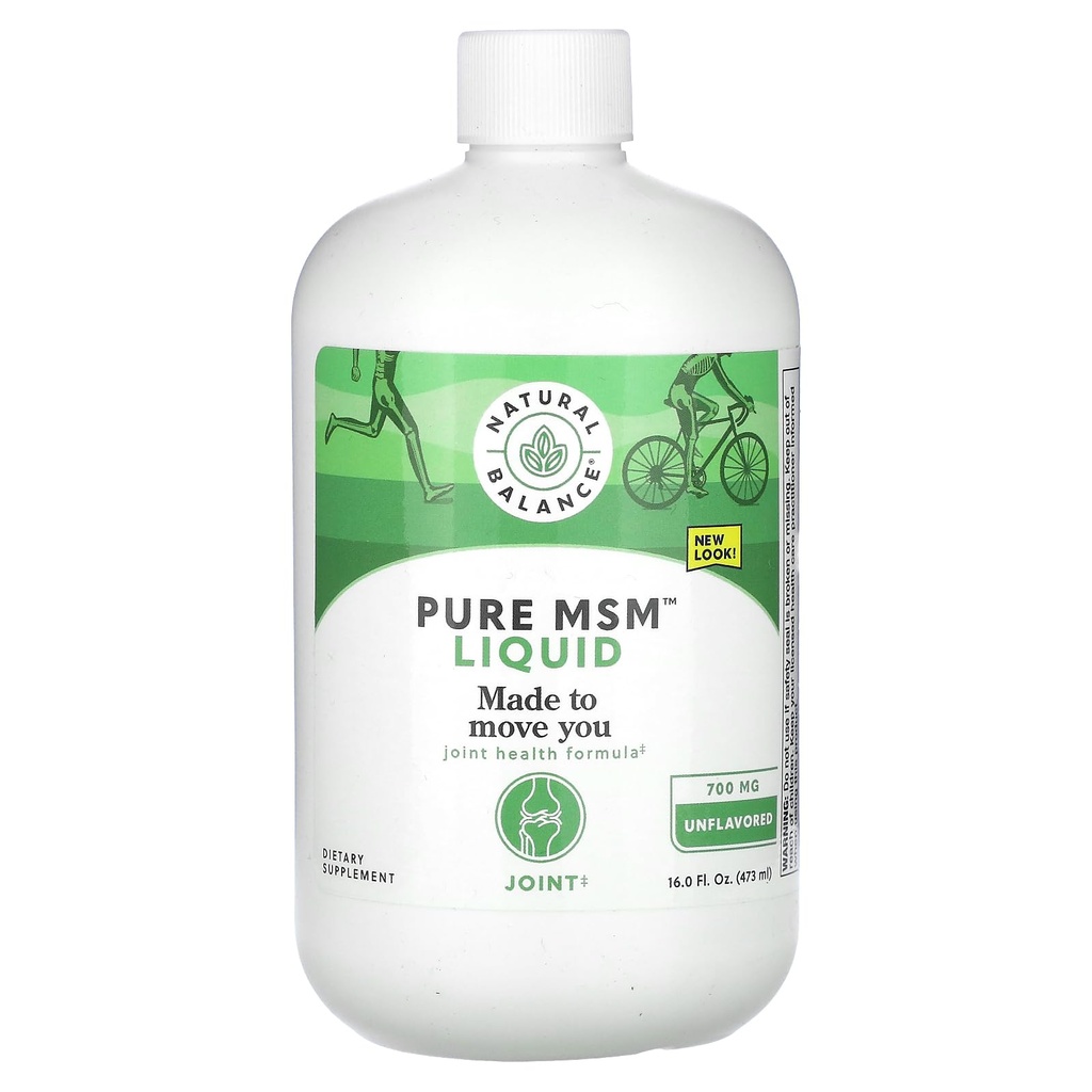 Natural Balance Pure MSM Liquid - 700 mg - Unflavored - Joint Support Supplement - Lab Verified for Purity and Potency - 60-Day Geld-Back Garantie - 48 Servietten, 16 Fl. Oz.