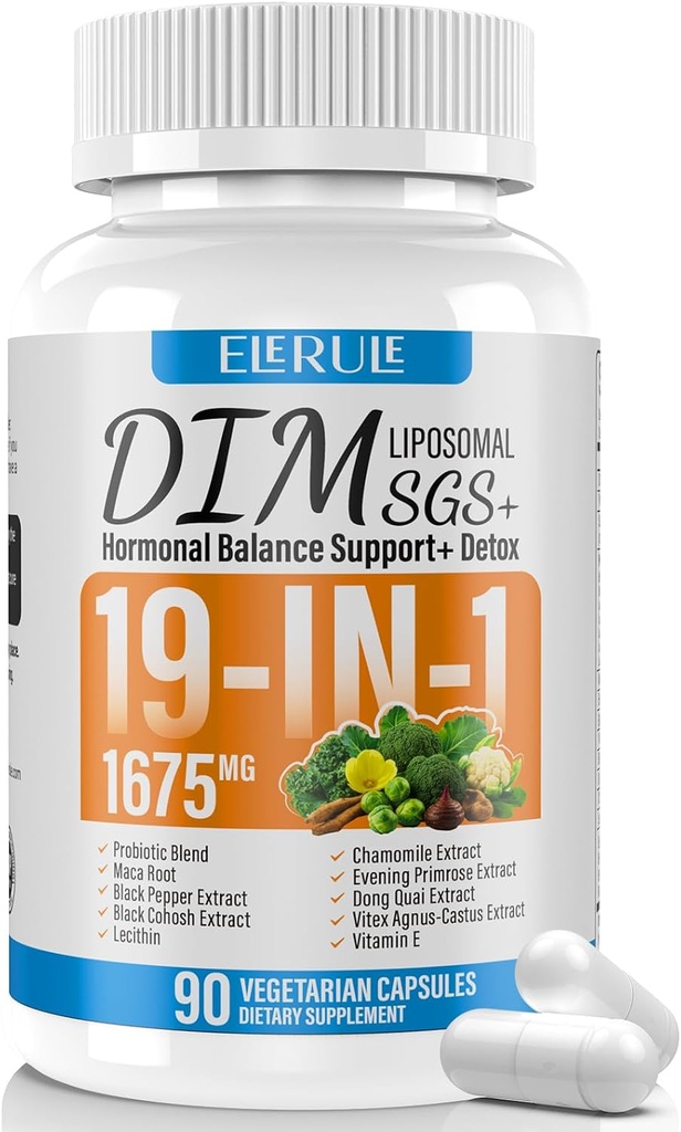 DIM Supplement Estrogen Balance für Frauen und Männer, 1675 mg Estrogen Supplement Hormonelle Akne Unterstützung, Menopause Unterstützung, Antioxidans Unterstützung,DIM SGS 90 Veggie Kapseln,44 Tage Versorgung-031