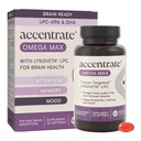 Omega Max w/LYSOVETA LPC | EPA & DHA Ergänzungen für Gehirn & Netzhaut Gesundheit | Fokus, Aufmerksamkeit, Gedächtnis, Stimmung & Vision | 6X Höhere Absorption als Fischöl | Hohe Potenz Omega-3 LPC-DHA