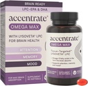 Omega Max w/LYSOVETA LPC | EPA & DHA Ergänzungen für Gehirn & Netzhaut Gesundheit | Fokus, Aufmerksamkeit, Gedächtnis, Stimmung & Vision | 6X Höhere Absorption als Fischöl | Hohe Potenz Omega-3 LPC-DHA