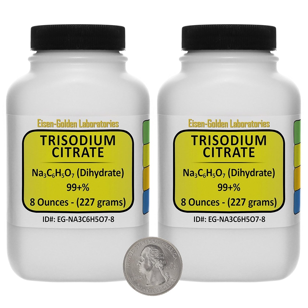 Citrate de trisodique [Na3C6H5O7] Poudre de qualité USP 99+% 1 Lb dans deux flacons de conservation spatiale