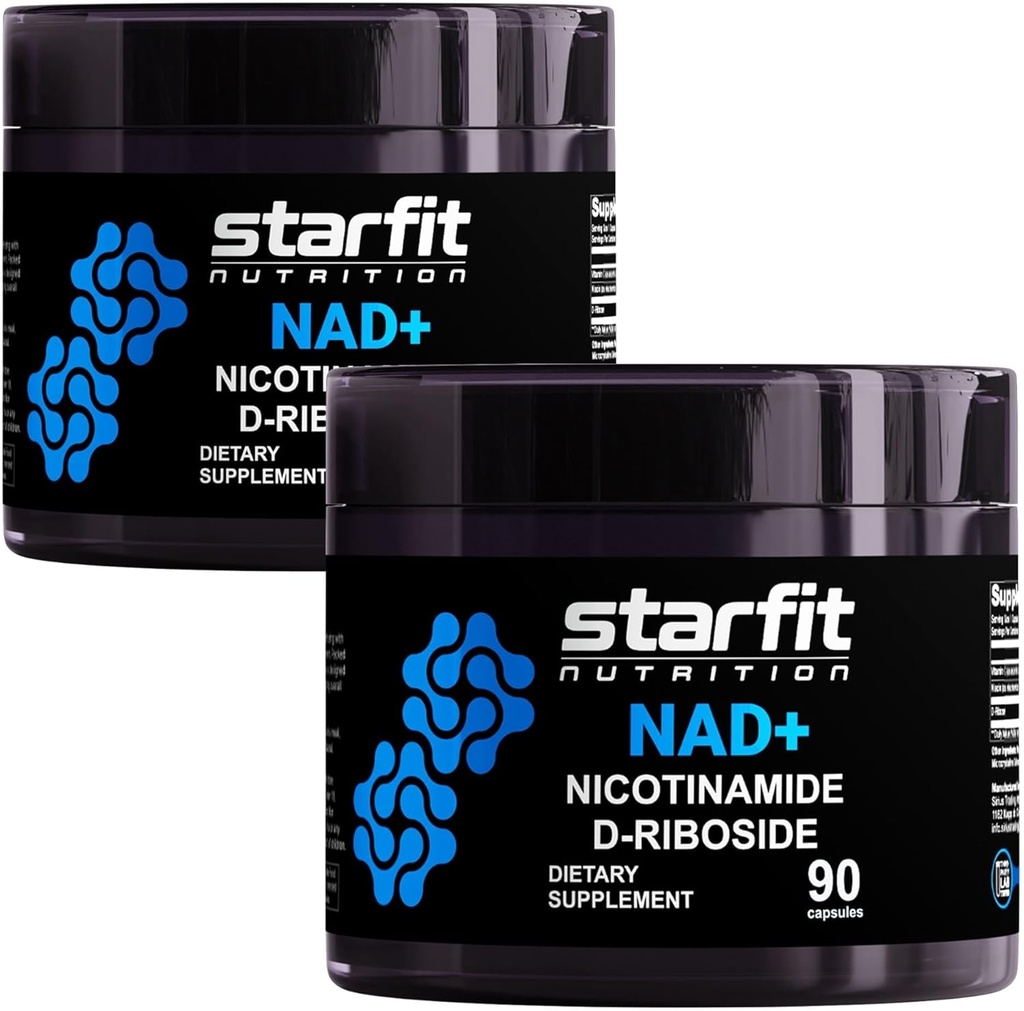 STARFIT - Nicotinamide D-Riboside (2 Pack), Booster NAD+, Supplément énergie et focus, Support cellulaire anti-âge, Total 180 Capsules