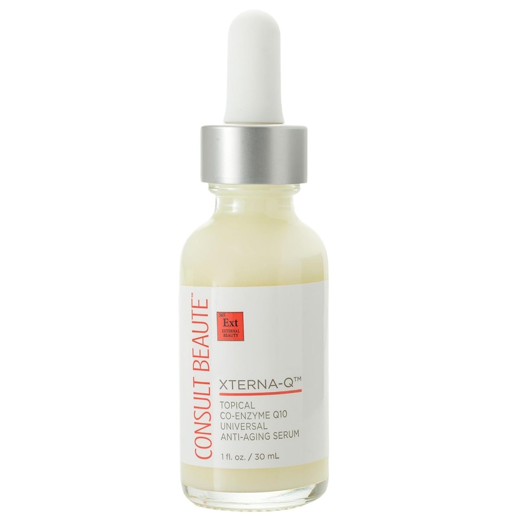 Consulter Beaute XTERNA-Q COEnzyme Q10 Sérum anti-âge pour le visage et le cou, Peptides lissants CoQ10, Huile de fruit de Bergamot, soin de la peau antioxydant 1 Fl. Oz.