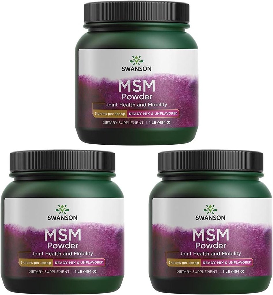 Swanson Premium Marke Msm Powder - Ready-Mix & Unflavored 1 lb Pwdr 3 Pack