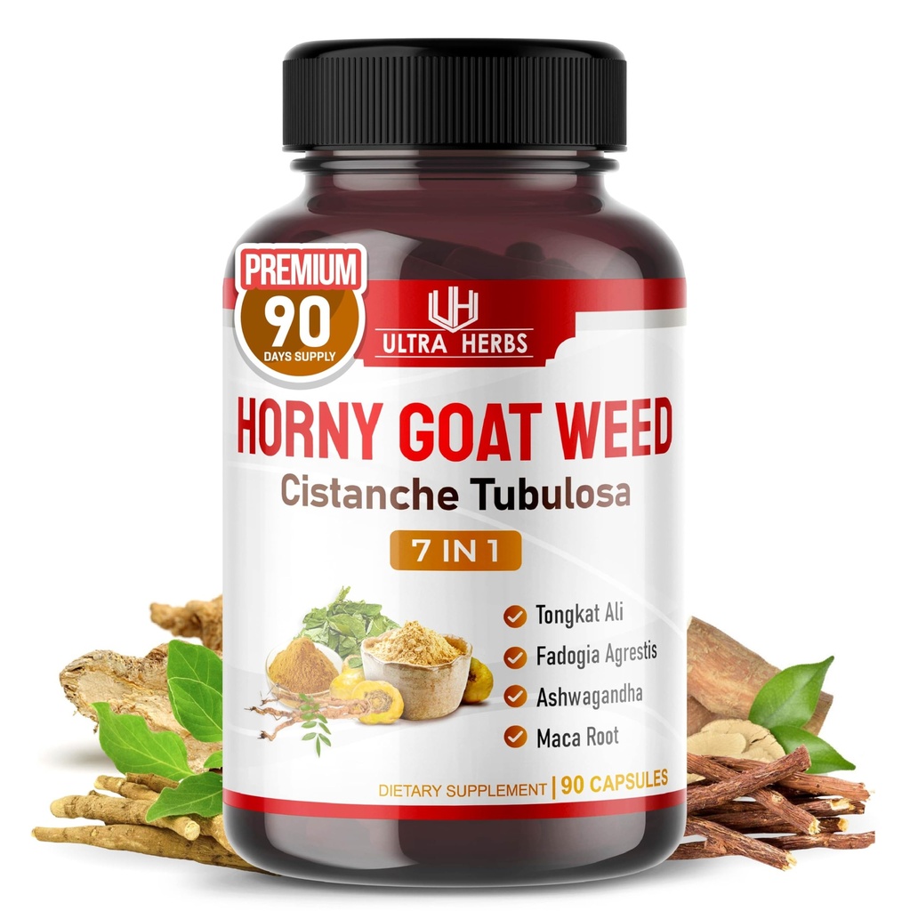 Ultra Horny Goat Weed Tongkat Ali Maca Root Tribulus - Erhöhen Sie Energie, Stamina & Performance mit Fadogia Ashwagandha Ginseng L-Arginine (90 Count (Pack 1))