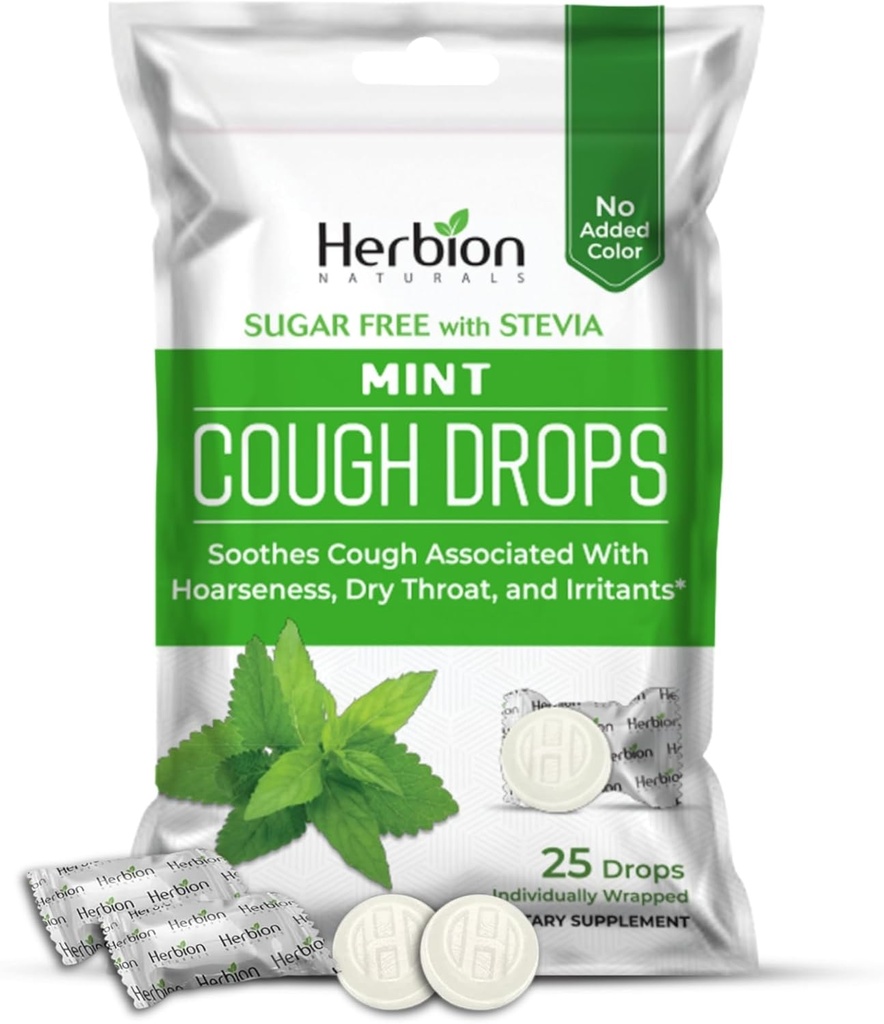HERBION Naturals Toux gouttes, sans sucre avec Stevia, supplément alimentaire, Toux apaisante, pour les adultes et les enfants de plus de 6 ans, 125 gouttes (paquet de 5), menthe