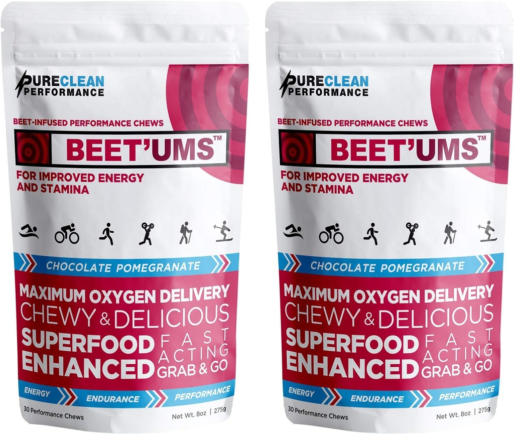 BEET'UMS Beet Chews - Premium Organic Beet Juice Powder Supplement - Nitric Oxide Energy & Blood Flow Circulation Support - Real Chocolate Pomegranate Health Chews mit 7 Superfoods (2)